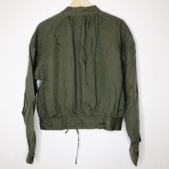 FRAME Military Green Linen Blend Jacket  - Picture 5 of 10